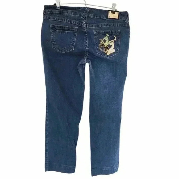 Baby Phat Jeans Women's 13 Vintage Y2K Straight Leg Dark Wash Mid-Rise Bedazzled - Picture 3 of 14